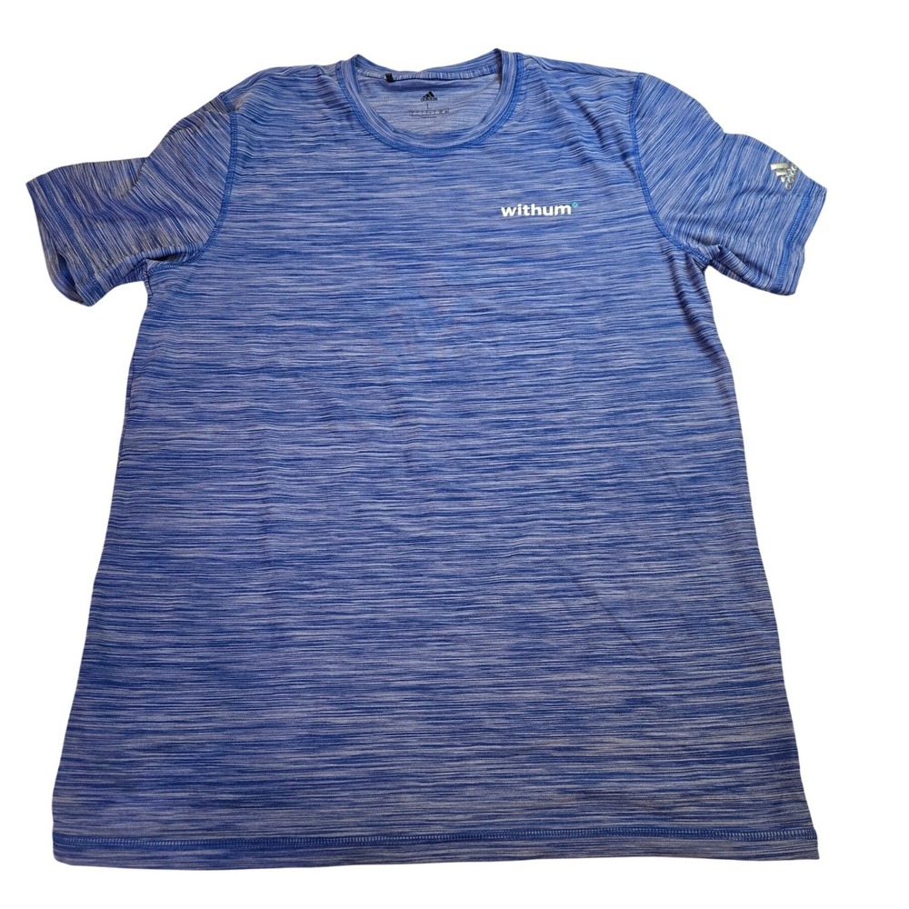 Adidas Men's Blue Melange Short‎ Sleeve Athletic T-Shirt Size L Withum Logo